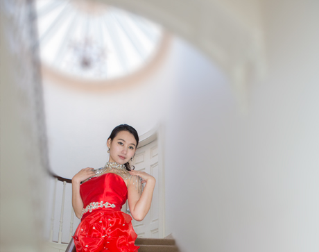    Descending the the staircase central staircase at Ormesby Manor